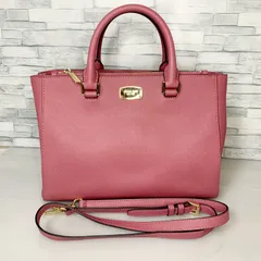 【極美品✨】MICHAEL KORS マイケルコース ハンドバッグ 2WAY ショルダーバッグ レザー 型押し マルベリー ピンク 赤 ゴールド金具