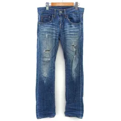 ブラック バイ マウジー BLACK by moussy ジーンズ デニム テーパード ローライズ ダメージ加工 コットン 綿 23 ブルー 青 /HT12