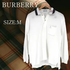 BURBERRY 長袖ポロシャツ M ホワイト 白シャツ 長袖シャツ バーバリー メンズ 古着 カジュアル