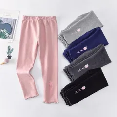 長ズボン レギンス 子供服 女の子 ロングパンツ いちご 刺繍入り メロー キッズ パンツ 春 夏 ズボン 虫対策 薄手 子供 ロングパンツ ボトムスbbwq05