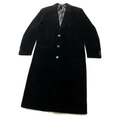 3/10削除)アルマーニ 黒 ベルベット ダブルブレスト チェスターコート