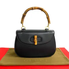 極 美品 GUCCI グッチ オールドグッチ ヴィンテージ バンブー ターンロック レザー ハンドバッグ ミニ  トートバッグ ブラック 30478