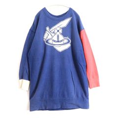 【中古C】ANGLOMANIA アングロマニア 38 S レディース スウェット ビッグシルエット 裏起毛なし 紺 赤 ヴィヴィアンウエストウッド 中古C 古着