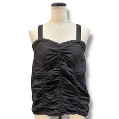 美品 M TO R ムウ ト アール  VIG GATHER CAMISOLE 黒 ブラック サイズ38 ギャザー シャーリング キャミソール 重ね着 タフタ レディース 夏 ゴーゴー古着マルイ草加店1646