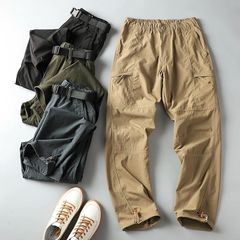 カーゴパンツ  メンズ ジョガーパンツ  ワークパンツ 作業ズボン 撥水加工 多機能 ウエストベルト付き