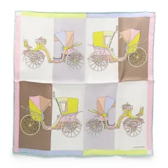 エルメス ガヴロッシュ カレ 45 精巧な馬車 Voitures Exquises スカーフ シルク100％ ブラン キャメル ジョーヌ マルチカラー 箱付 HERMES（新品・未使用品）