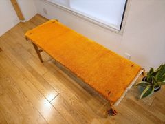 ペルシャ　ギャッベ ミニランナー　120×43 黄金色　糸杉 ギャッベ（ギャベ）専門店 インプレッションオブギャッベ