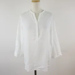 ユニクロ UNIQLO ブラウス シャツ 七分袖 スキッパー 白 L *T426