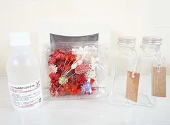 LAGOM 母の日 ハーバリウム作成キット 手作り 花材 オイル 瓶 説明書付き ギフト 贈り物( レッド)