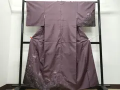 平和屋着物●訪問着　紬地　刺繍　風景草花文　金彩　やまと誂製　正絹　逸品　CAAU9628vf
