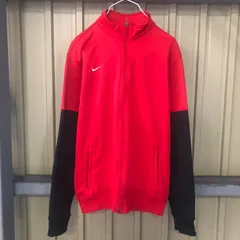 2 NIKE トラックジャケット ナイキ M レッド ブラック フルジップ スポーツウェア swoosh アウター 古着卸 アメリカ仕入