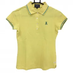 【美品】パーリーゲイツ 半袖ポロシャツ ライトイエロー×ライトブルー スカルラビット レディース 0(S) ゴルフウェア PEARLY GATES