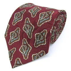 クリスチャンディオール ブランド ネクタイ 総柄 ペイズリー 小紋柄 シルク PO メンズ ワインレッド Christian Dior 【中古】