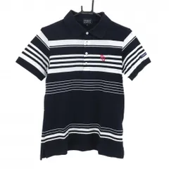 パーリーゲイツ 半袖ポロシャツ ネイビー×白 ボーダー風  メンズ 4(M) ゴルフウェア PEARLY GATES