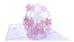 【迅速発送】グリーティングカード 桜の花 蝶々 立体 メッセージカード 3D おしゃれ お祝いカード 誕生日カード 感謝状 結婚祝い 母の日/父の日/バレンタイン/お誕生日/ギフトカード/お礼状 ピンク