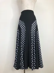 《新品》社交ダンス　ドット柄切り替えデザイン　フレア　ロングスカート　衣装