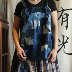 ブルー×レッド 手作りハンドメイド編み襤褸個性シャツ | www.tegdarco.com