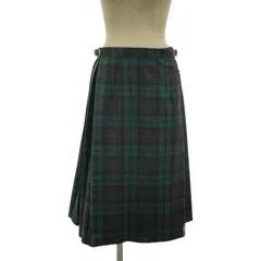 O'NEIL OF DUBLIN / オニールオブダブリン | ウール チェック ラップ プリーツスカート | 38 | グリーン/ブラウン/ブラック | レディース