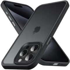 【新着商品】Anqrp iPhone 15 Pro 用 ケース 半透明 耐衝撃 滑り止め 米軍MIL規格 指紋防止 マットケース ストラップホール付き ワイヤレス充電対応 スマホケース アイフォン 15 プロ カバー 6.1インチ ブラック