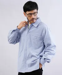 新品 未使用 JIGGYS SHOP(ジギーズショップ)ストレッチCNブロード中綿シャツ 217723 ブルーのサムネイル