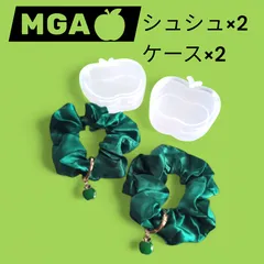 明るい緑♡推し活に♡青リンゴ　グリーンシュシュ×2　りんごケース×2　♡Mrs.GREEN APPLE好きな方♡向け   #001