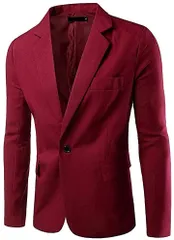 aspersio アスペルシオ カラフル 長袖 ジャケット メンズ フォーマル 紳士 アウター シングル ボタン(レッド,  M)