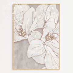アートポスター モダン フラワー ホワイト グレー 花柄