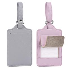 「在庫わずか」柔軟 防塵 バッグ用ネームタグ レザー 番号札 社員証 IDカード用 出張用 名前ラベル 紛失対策 旅行 スーツケース名札 スーツケースタグ 軽量 - ネームタグ Migeec 荷物タグ ［2枚セット］