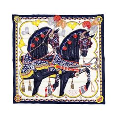 ☆E2403 エルメス シルクスカーフ カレ90 アルネ・ドゥ・クール