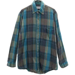 Puritan ピューリタン 80s ヴィンテージ チェック柄 長袖 フランネル ボタンダウンシャツ M 青緑 メンズ 古着