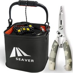 SEAVER 釣り 水汲み バケツ バッカン 22cm 【選べるセット/カラー】プライヤー