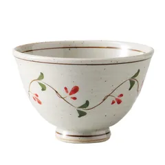 【在庫処分】日本製 赤 74008 廻り唐草 小 飯碗 軽量お茶碗 波佐見焼