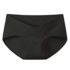 マタニティショーツ パンツ 妊娠 妊婦 綿95% ローライズ 浅め リブ Vクロス V字フロント 産前産後 締め付けない 伸びる ローデザイン コットン 下着 黒 rm-006