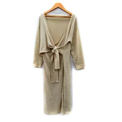 フリークスストア FREAKS STORE ニットワンピース ロング丈 長袖 カシュクール 無地 F ベージュ /SY5