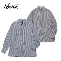 ナンガ【NANGA】STRIPE W POCKET BOX SHIRT(MEN) ストライプ Wポケット ボックスシャツ メンズ 長袖 アウトドア ボックスシルエット ゆったり ワークシャツ
