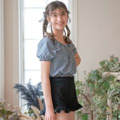 【ギンガム・ブラック】パフスリーブスイムウェア TAK キャサリンコテージ