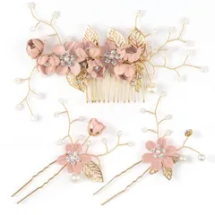 【数量限定】花 ヘアピン パール 着物 3点セット 浴衣 ヘッドドレス 発表会 かんざし 成人式 和装 卒業式 大人 結婚式 ヘアアクセサリー ウェディング 髪飾り 和風 HUAZONTOM 小物