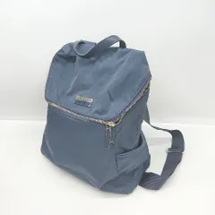 ◇ Θ agnes b. アニエスベー ブランドロゴプレート付き リュックサック ネイビー シルバー レディース E  【1502180076275】