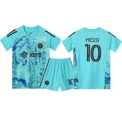 キッズ用 アルゼンチン メッシ10番サッカーセットユニフォーム上下 幼稚園・運動会対応 青いのサムネイル
