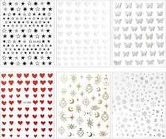 PAVIKE ラインストーンシール ジュエリーシール キラキラデコシール 宝石 ジュエルステッカー【6枚セット】 顔面デコ デコパーツ ネイルアートパーツ 携帯電話飾り用 DIY用 ハンドメイド アクセサリー 貼り付け可能