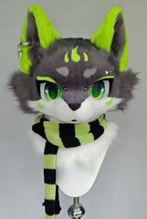着ぐるみヘッド 狼 NO.79 緑 グレー 全頭ヘッド ケモノ マスク 着ぐるみヘッド 狼 NO.79 緑 グレー 全頭ヘッド ケモノ マスク