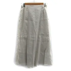 レプシィム ローリーズファーム LEPSIM LOWRYS FARM フレアスカート マキシ丈 ロング丈 麻 リネン L アイボリー /SM33 ■MO