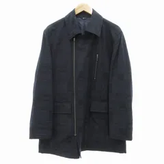 ランバン LANVIN COLLECTION 美品 ステンカラーコート 中綿ブルゾン シャドーチェック 52 XL 紺 ネイビー /UO ●ECOのサムネイル