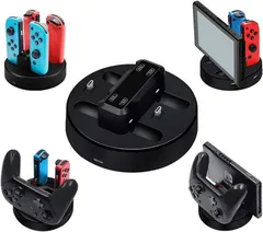 COOLEAD 互換品社外品 ジョイコン Joy-Con ＆ Switch Proコントローラー 充電スタンド Switch本体に対応 4台同時に充電可能 多機能充電スタンド 急速充電 充電指示LED付 USBケーブル付き 収納スタンド