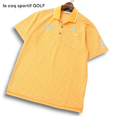 【美品】le coq sportif GOLF ルコック スポルティフ ゴルフ 春夏★ ロゴ刺繍 ボーダー 半袖 ポロシャツ Sz.L メンズ