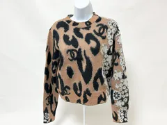 CHANEL シャネル レディース ニット セーター 長袖 レオパード ベージュ ブラック カシミア モヘヤ サイズ：40 P75361 K10782 NO703 美品のサムネイル