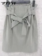 ◇ ◎ COLLAGE GALLARDAGALANTE ウエストリボン付 シャドーストライプ 膝丈 タイト スカート サイズF グレー系 レディース  【1002800360086】のサムネイル