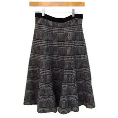 インディヴィ フレアスカート ウール100% ブランド ボトムス 日本製 黒 レディース 38サイズ ブラック×グレー INDIVI 【中古】