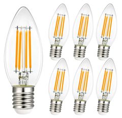 おしゃれ！ C35 LEDフィラメント電球 口金E17 2700K電球色 4W(40W相当) 6個入 PSE 取得