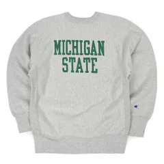 チャンピオン Champion 90s 90年代 リバースウィーブ スウェット クルーネック 染み込みプリント ミシガン MICHIGAN USA製 刺繍タグ ヴィンテージ アメリカ 古着 トレーナー 霜降りグレー XL【中古】